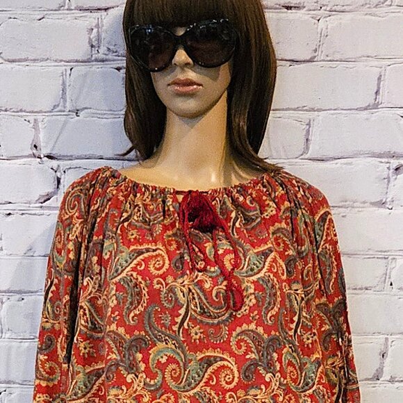 DENIM & SUPPLY RALPH LAUREN - Boho red paisley cotton blend top - Picture 6 of 12